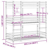 Triple Bunk Bed without Mattress Wax Brown 90x200 cm Solid Wood Pine 3284256