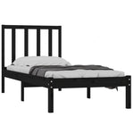 ZNTS Bed Frame without Mattress Black Solid Wood Pine 90x190 cm Single Single 3105105