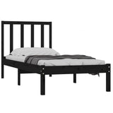ZNTS Bed Frame without Mattress Black Solid Wood Pine 90x190 cm Single Single 3105105