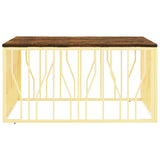 Coffee Table Gold Stainless Steel and Solid Wood Reclaimed 350070