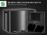 3 x 15L Pedal Bin, Steel Triple Kitchen Bin with Soft Close Lid, Removable Inner Buckets, T3398P344678