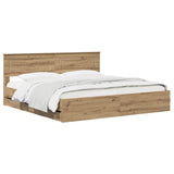 Bed Frame with Storage and Headboard Artisan Oak 180 x 200 cm 3445827