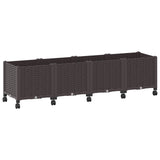Garden Planter with Wheels Brown 160 x 40 x 44 cm PP 3423133