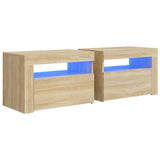 ZNTS Bedside Cabinets 2 pcs with LEDs Sonoma Oak 60x35x40 cm 3080737