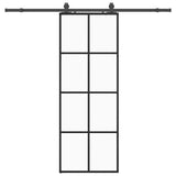 Sliding Door with Hardware Set Black 76x205 cm ESG Glass 3375942