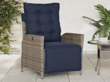 Reclining Garden Chair with Footrest Grey Poly Rattan 365287