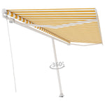 ZNTS Freestanding Manual Retractable Awning 500x350 cm Yellow/White 3069658