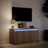 TV Cabinet with LED Brown Oak 100x34x50 cm Engineered Wood 852214