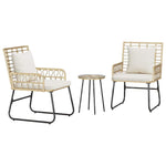 Garden Dining Set 3 pcs Brown and Cream Poly rattan, steel 42010353