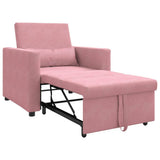 Pull out Sofa Bed Single Light pink 90 x 165 x 87 cm Velvet 42002701