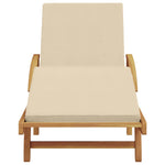 Sun Lounger Reclining Beige 200 x 67 x 84cm Solid Acacia wood 4105529