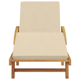 Sun Lounger Reclining Beige 200 x 67 x 84cm Solid Acacia wood 4105529