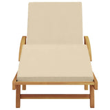 Sun Lounger Beige 200 x 67 x 84 cm Solid Acacia Wood 4105529