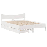 Bed Frame with Drawers White 135x190 cm Double Solid Wood Pine 3301921