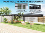 4 x 3m Metal Pergola, with Retractable Canopy Roof - Black T3398P315395
