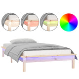 LED Bed Frame without Mattress 75x190 cm Small Single Small Single Solid Wood 820631