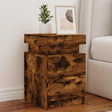 Bedside Cabinets with LED Lights 2 pcs Smoked Oak 35x39x55 cm 836758