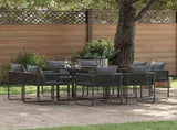 Garden Dining Set 9 pcs Black Steel 3335883