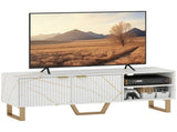 Marble Effect TV Unit, TV Stand Cabinet for up to 70" TVs, Modern TV Cabinet with Shelves and T3398P344666