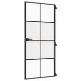 Interior Door Slim Black 93x201.5 cm Tempered Glass and Aluminium 155128