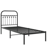 Metal Bed Frame without Mattress with Headboard Black 75x190cm 376590