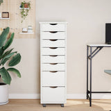 Rolling Cabinet with Drawers MOSS White Solid Wood Pine 355895