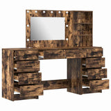 Dressing Table with Drawer 3 pcs Smoked Oak Engineered Wood 3334213