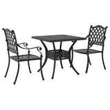 Garden Table Set 3 pcs Black Cast Aluminium 3334733