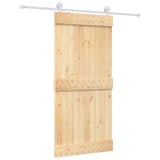 Sliding Door with Hardware Set 95x210 cm Solid Wood Pine 3203108