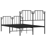 ZNTS Metal Bed Frame with Headboard and Footboard Black 120x190 cm Small Double 373902