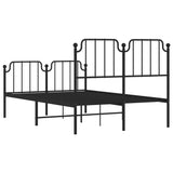 ZNTS Metal Bed Frame with Headboard and Footboard Black 120x190 cm Small Double 373902