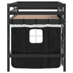 ZNTS Kids' Loft Bed with Curtains without Mattress White&Black 90x200cm 3206970