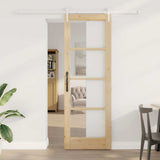 Sliding Door Natural 73.5 x 211 cm Solid Pine Wood and Glass 3332409