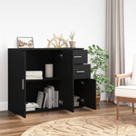 ZNTS Sideboard Black 91x29.5x75 cm Engineered Wood 823270