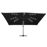 Cantilever Garden Parasol with LED Lights and Aluminium Pole 400x300 cm Black 47008