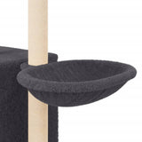 Cat Tree with Sisal Scratching Posts Dark Grey 145 cm 172096