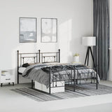 Metal Bed Frame without Mattress with Footboard Black 193x203cm 374363