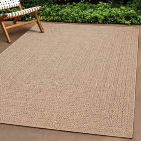 Rug ZIZUR Beige 200x200 cm Jute Look Indoor and Outdoor 4010397