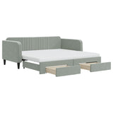 Daybed with Trundle and Drawers Light Grey 90x190 cm Velvet 3197159