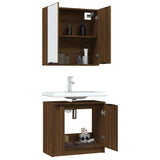 ZNTS 2 Piece Bathroom Cabinet Set Brown Oak Engineered Wood 3115867