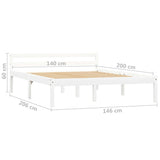 Bed Frame without Mattress White Solid Pine Wood 140x200 cm 283187