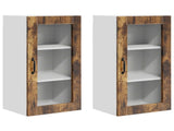 Wall Glass Cabinet LUCCA 2 pcs Smoked Oak 40 x 31 x 80 cm 884996