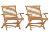 3 Piece Folding Garden Bistro Set Natural Solid Teak Wood 3434097