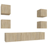 6 Piece TV Cabinet Set Sonoma Oak Engineered Wood 3114256