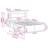 Bed Frame with Storage Grey Sonoma 140 x 200 cm Engineered Wood 3433497