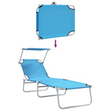 Sun Lounger Folding 2 pcs Bright Blue 58 x 188 x 77cm Polyester 42003065