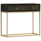 Console Table Black and Gold 90x30x75 cm Solid Mango Wood 286518