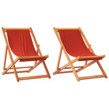 Folding Beach Chairs 2 pcs Red Fabric 3214491