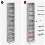 CD Cabinet Grey Sonoma 33 x 23.5 x 175 cm Engineered Wood 8012652