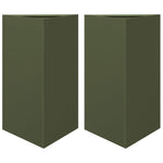 ZNTS Garden Planters 2 pcs Olive Green Triangular 50x43x75 cm Steel 851178